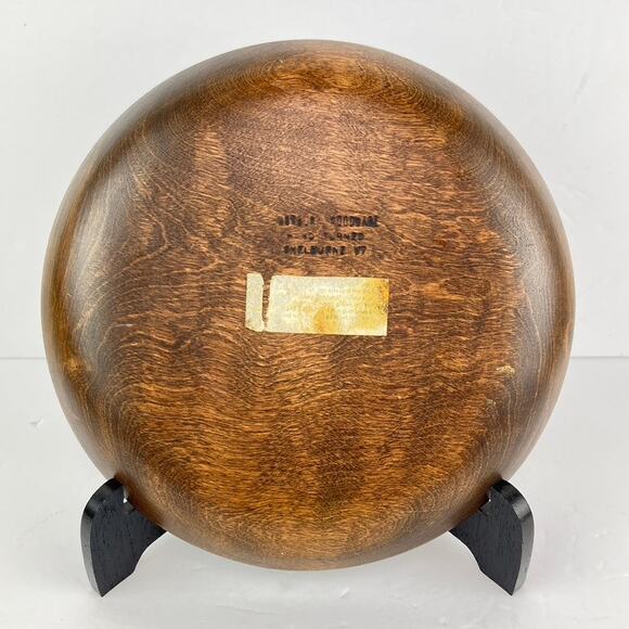 Woodbury's Woodware Hand Turned Wood With Paisley Tile Shelburne Vermont 10in - Picture 4 of 7